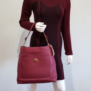 Tory Burch Burgundy Hobo Handbag/ Shoulder Bag